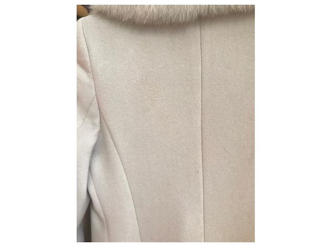 Abrigo Max Mara Rosa de Lana con Cuello de Piel de Zorro - vista 8