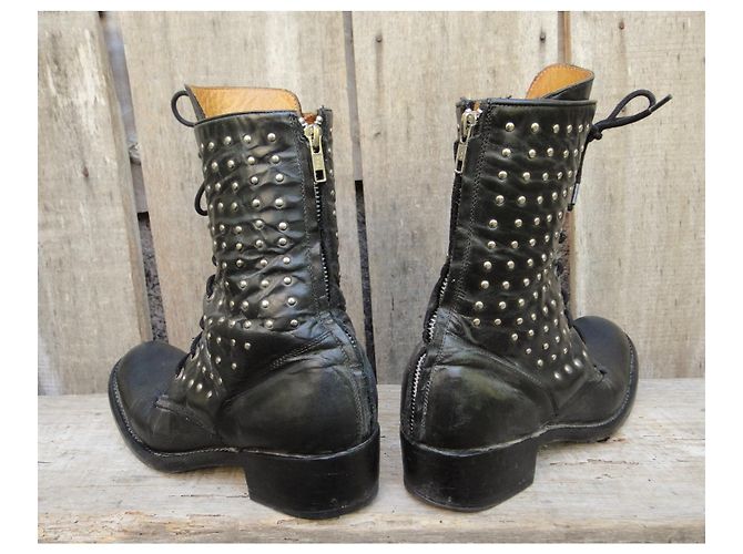 Stivaletti Mexicana in pelle nera borchiata 36 Nero - vista 4
