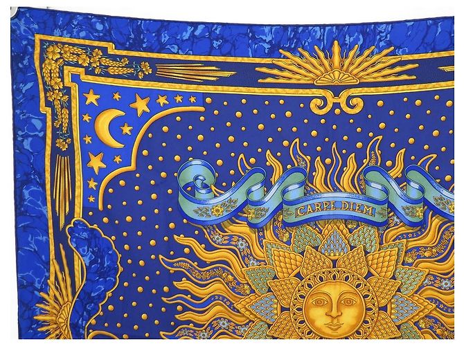 Hermès SCIARPA HERMES CARPE DIEM METZ CARRE 90 SCIARPA IN SETA BLU CM - vista 2