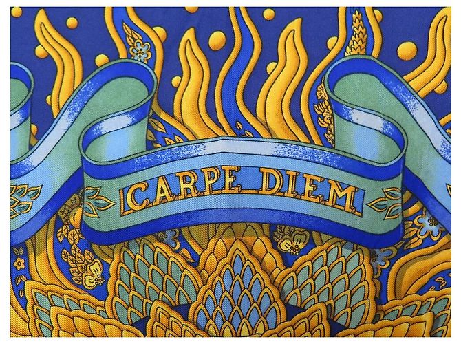 Hermès SCIARPA HERMES CARPE DIEM METZ CARRE 90 SCIARPA IN SETA BLU CM - vista 3