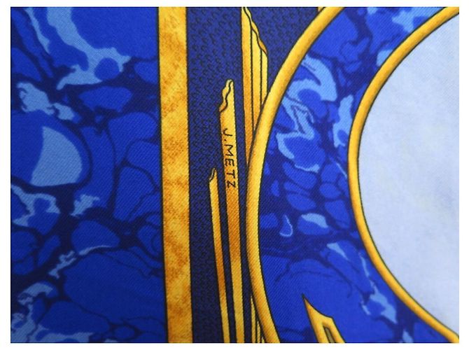 Hermès SCIARPA HERMES CARPE DIEM METZ CARRE 90 SCIARPA IN SETA BLU CM - vista 5