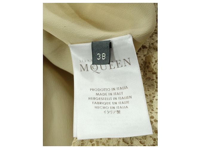 Alexander McQueen Saia de renda com babados em algodão creme Branco Cru - vista 5