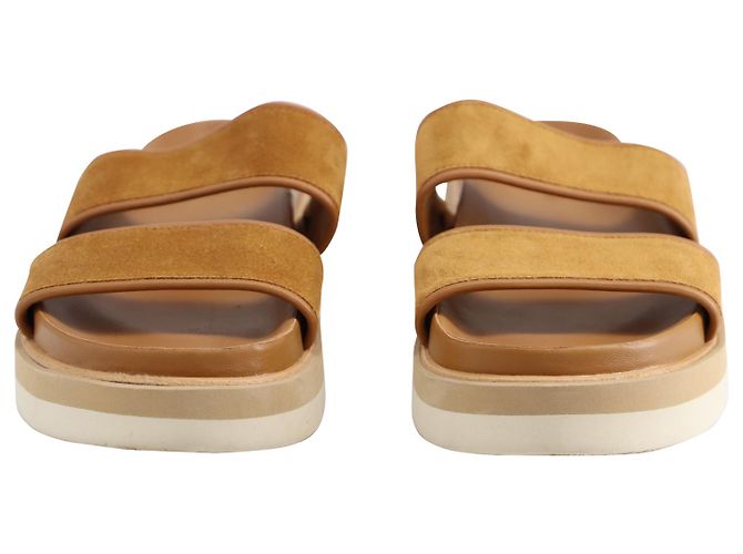 Sandales Vince Jenita Slide en Cuir Camel Jaune - vue 2