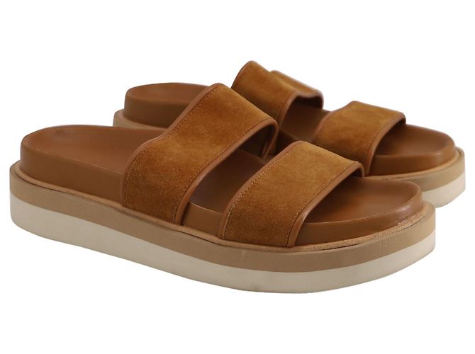 Sandales Vince Jenita Slide en Cuir Camel Jaune - vue 3