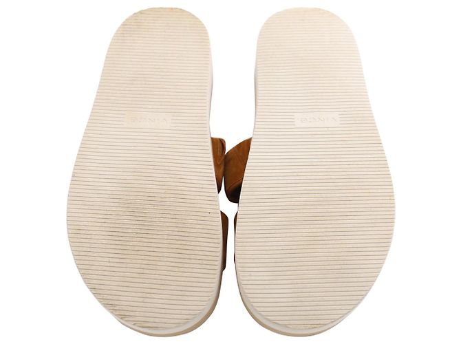 Sandales Vince Jenita Slide en Cuir Camel Jaune - vue 5