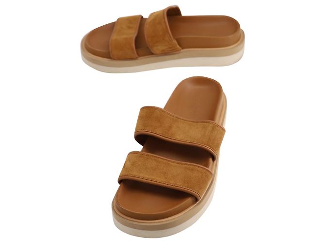 Sandales Vince Jenita Slide en Cuir Camel Jaune - vue 8