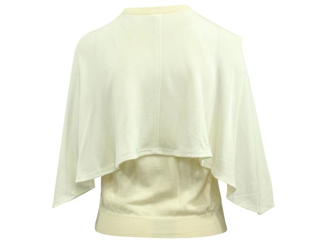 Blusa Chloé Cape Effect em Lã Ecru Branco - vista 3