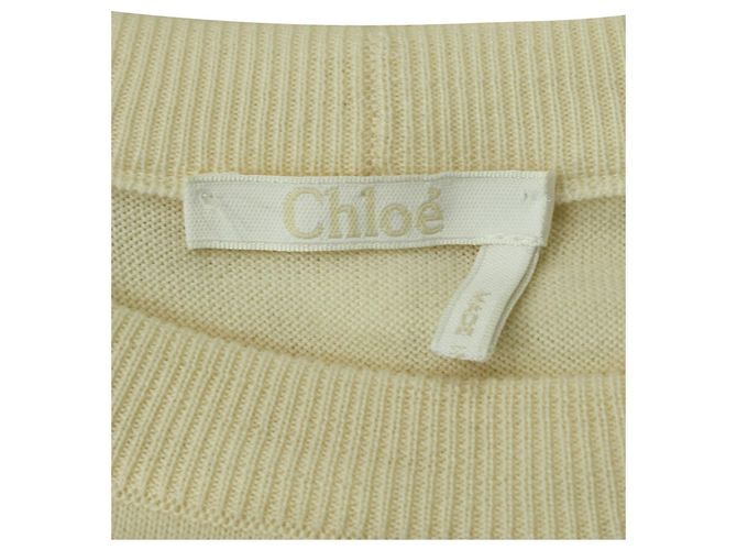 Blusa Chloé Cape Effect em Lã Ecru Branco - vista 4