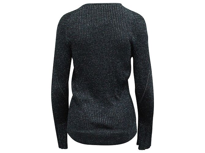 Chloé Chloe Lamé Rippstrickpullover aus marineblauer Viskose - Ansicht 3