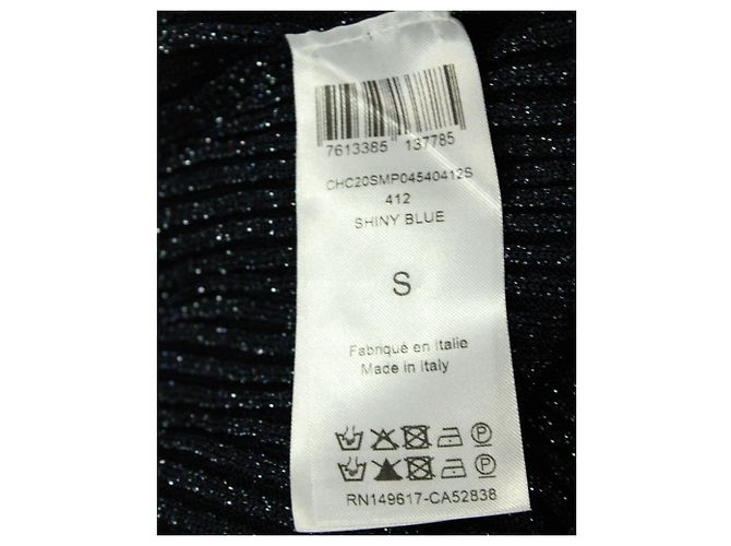 Chloé Chloe Lamé Rippstrickpullover aus marineblauer Viskose - Ansicht 5