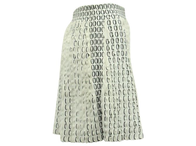 Alaïa Falda Alaia de Punto con Volantes Verticales en Viscosa Blanca Blanco - vista 2