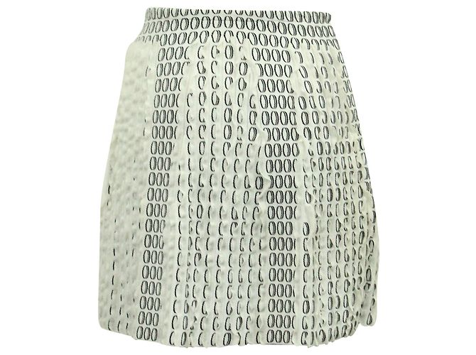 Alaïa Falda Alaia de Punto con Volantes Verticales en Viscosa Blanca Blanco - vista 3