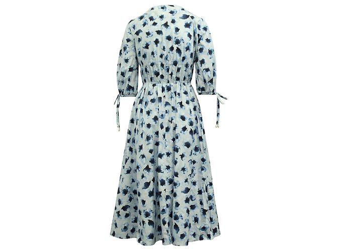 Vestido Midi Altuzarra Donrine de Algodón Azul con Estampado Floral - vista 3