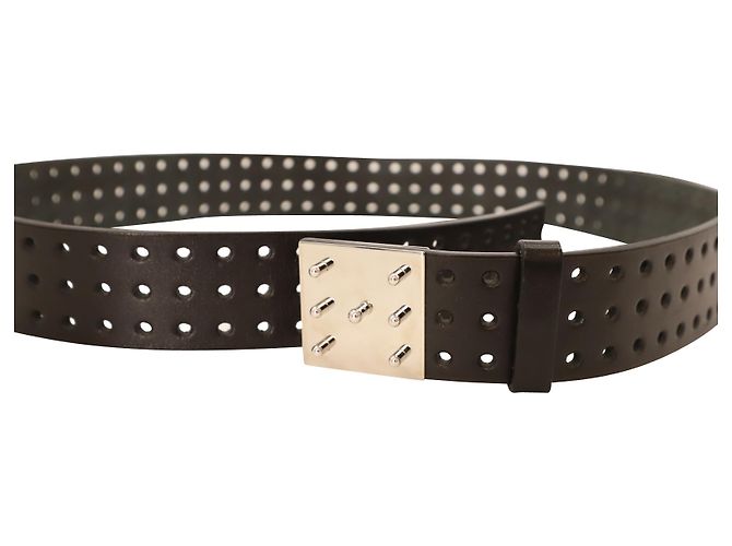 Cintura Hermès Box Figure Traforata in Pelle Nera Nero - vista 2