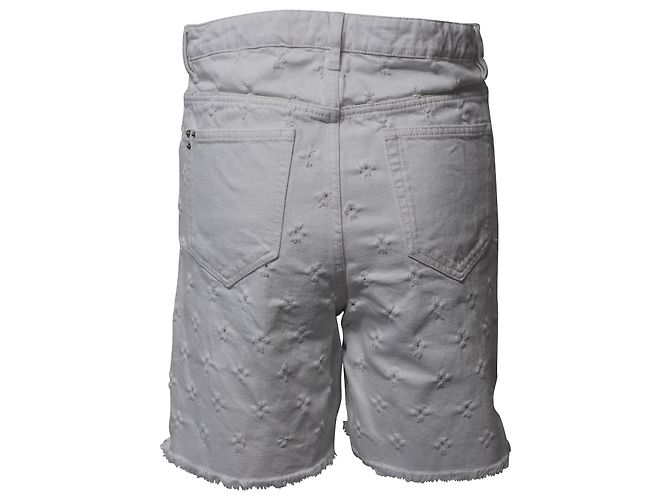 Isabel Marant Etoile Bermuda Distressed em Denim Branco de Algodão - vista 3