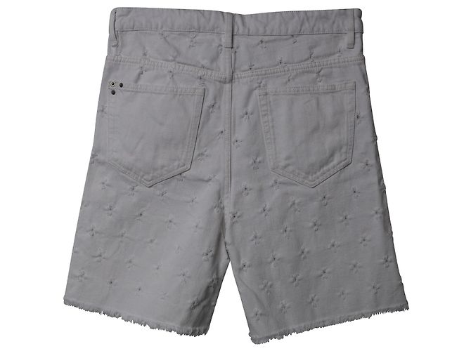 Isabel Marant Etoile Bermuda Distressed em Denim Branco de Algodão - vista 5