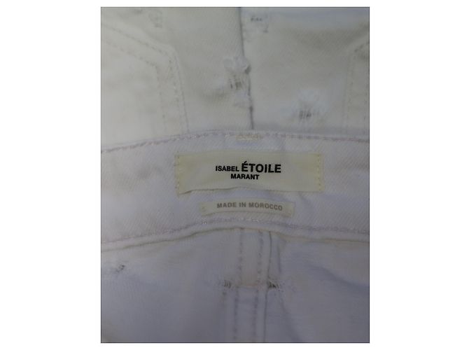 Isabel Marant Etoile Bermuda Distressed em Denim Branco de Algodão - vista 6