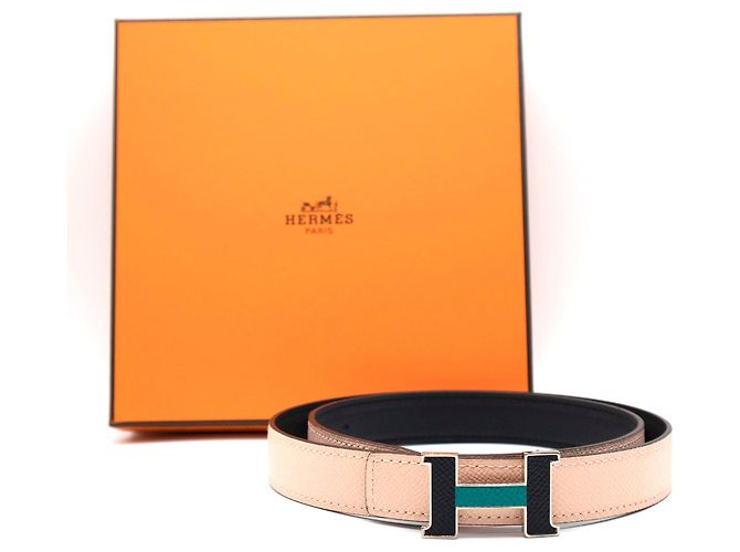 Hermès Constance H Gürtel aus reversiblem Leder Rosa Schwarz 24mm Größe 80 Pink - Ansicht 2