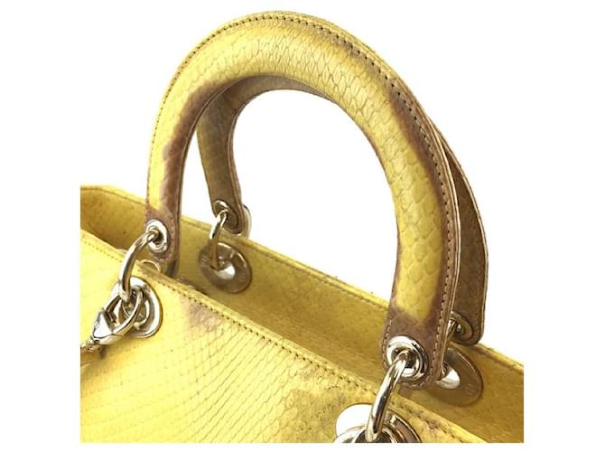 Dior Lady Umhängetasche aus gelbem Pythonleder - Ansicht 3
