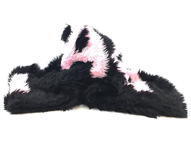 Day Sciarpa Balenciaga Oversize in finta pelliccia con logo nero rosa - vista 10