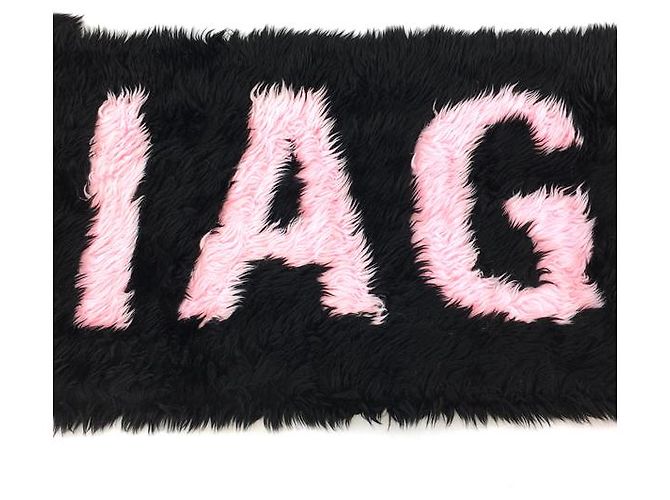 Day Sciarpa Balenciaga Oversize in finta pelliccia con logo nero rosa - vista 3