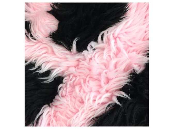 Day Sciarpa Balenciaga Oversize in finta pelliccia con logo nero rosa - vista 7