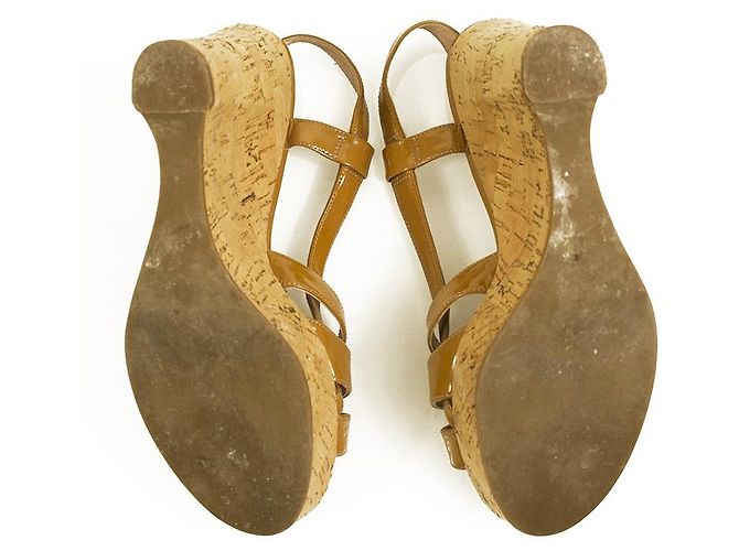 Marc by Marc Jacobs Sandali con plateau e zeppe in sughero in pelle verniciata marrone chiaro ( 37 ) - vista 3