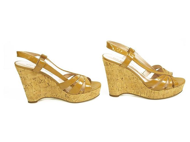 Marc by Marc Jacobs Sandali con plateau e zeppe in sughero in pelle verniciata marrone chiaro ( 37 ) - vista 5