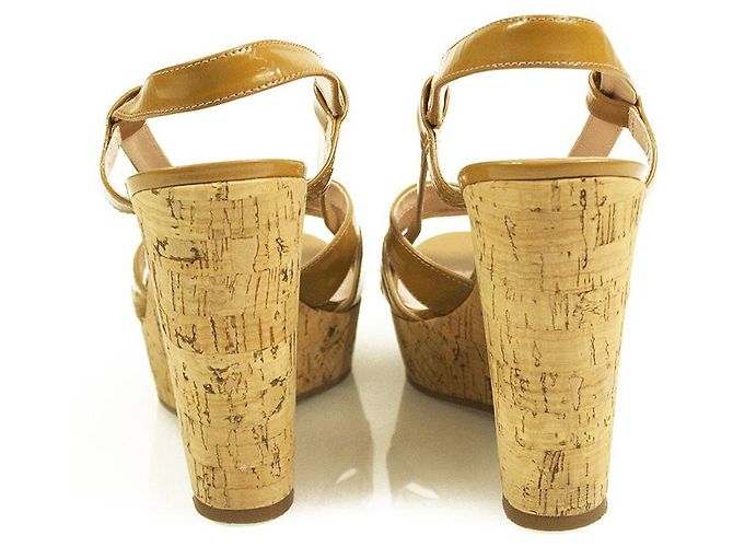 Marc by Marc Jacobs Sandali con plateau e zeppe in sughero in pelle verniciata marrone chiaro ( 37 ) - vista 7