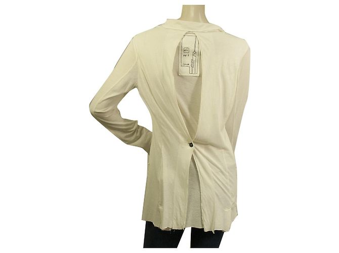 Rundholz DIP Off White Button Front Pocket Long Cardigan Leichte Jacke Gr. S Weiß - Ansicht 2