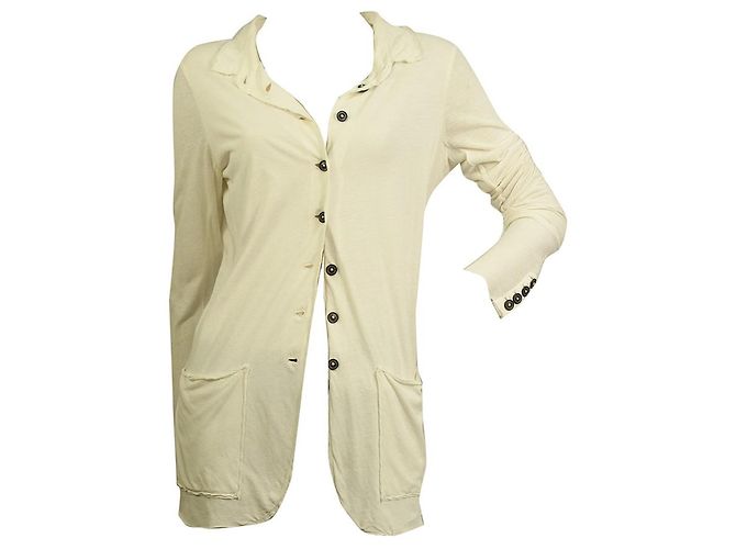 Rundholz DIP Off White Button Front Pocket Long Cardigan Leichte Jacke Gr. S Weiß - Ansicht 6