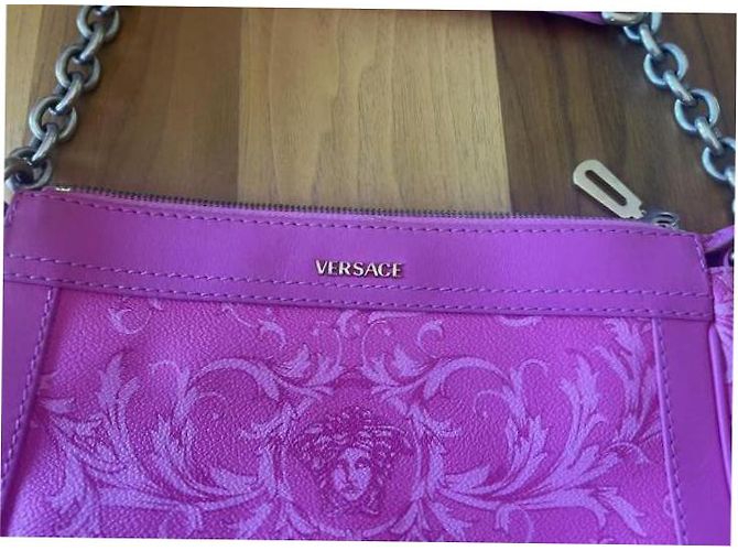Borsa Versace in pelle rosa - vista 2