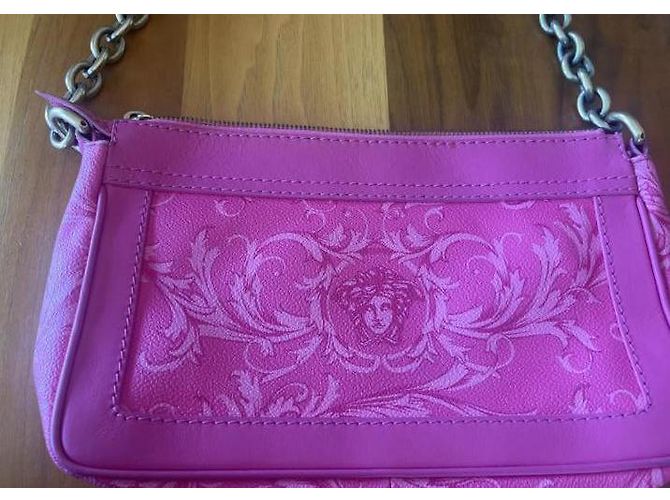 Borsa Versace in pelle rosa - vista 3