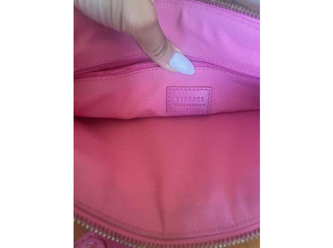 Borsa Versace in pelle rosa - vista 4