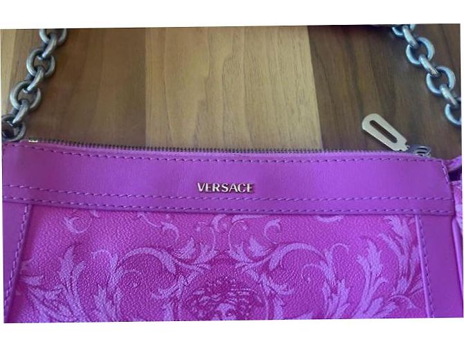 Borsa Versace in pelle rosa - vista 6