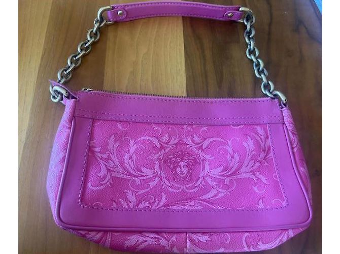 Borsa Versace in pelle rosa - vista 7