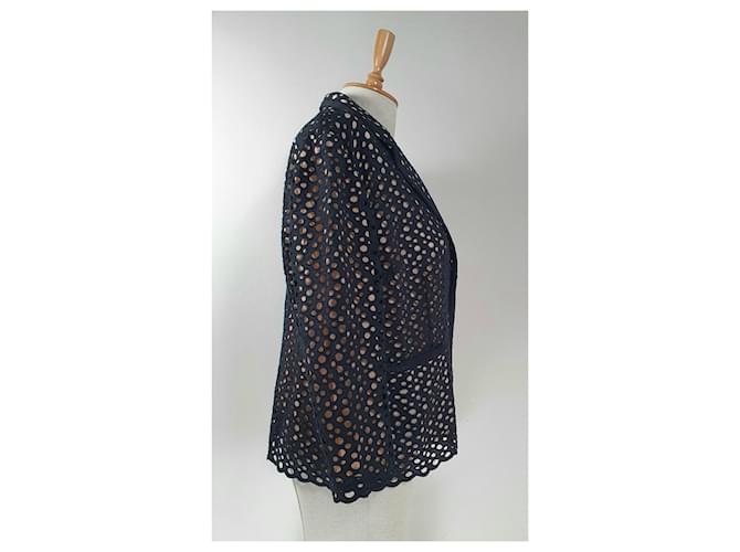 Blazer Jaeger Nero in Seta e Cotone - vista 3