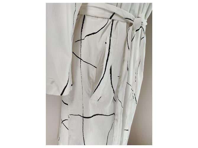 Bitte Kai Rand Kimono Mantel Kleid Schwarz Weiß Viskose - Ansicht 3