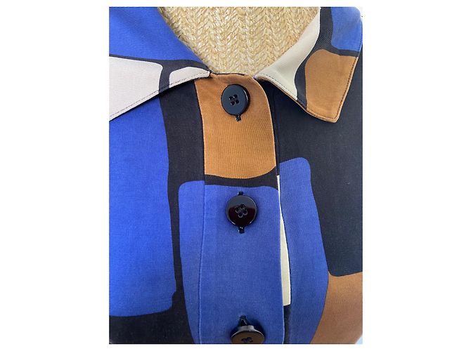 Vestido Diane Von Furstenberg de seda Marrón Blanco Azul Castaño - vista 2