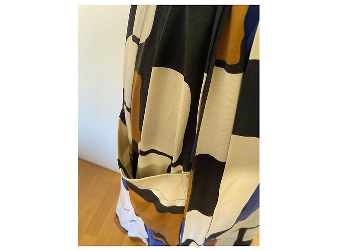 Vestido Diane Von Furstenberg de seda Marrón Blanco Azul Castaño - vista 3