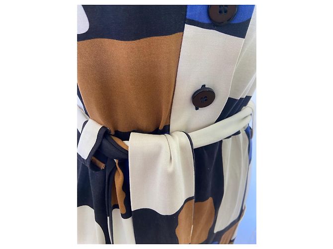 Vestido Diane Von Furstenberg de seda Marrón Blanco Azul Castaño - vista 4