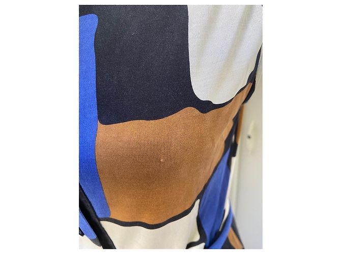 Vestido Diane Von Furstenberg de seda Marrón Blanco Azul Castaño - vista 8