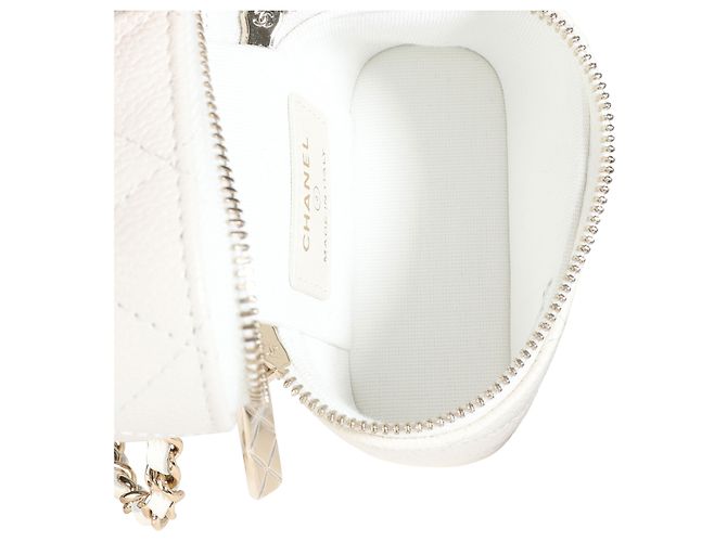 Vanity Mini Estojo Chanel Creme Caviar Acolchoado Branco - vista 6