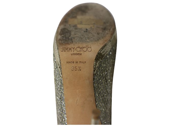 Décolleté Jimmy Choo Metallic Luna Open Toe in pelle dorata D'oro Metallico - vista 6