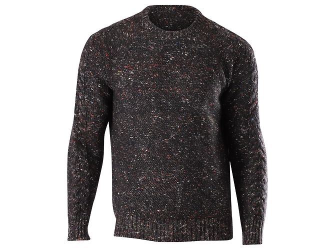 Autre Marque Herr P. Donegal-Pullover mit Zopfmuster aus grauer Merinowolle - Ansicht 5