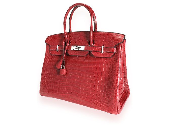 Hermès Hermes Rouge H Matte Porosus Coccodrillo Birkin 35 PHW Rosso - vista 2