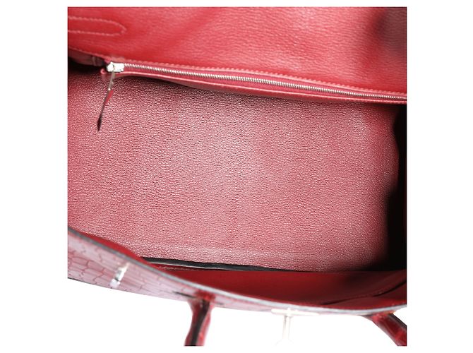 Hermès Hermes Rouge H Matte Porosus Coccodrillo Birkin 35 PHW Rosso - vista 3