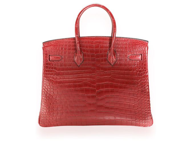 Hermès Hermes Rouge H Matte Porosus Coccodrillo Birkin 35 PHW Rosso - vista 6