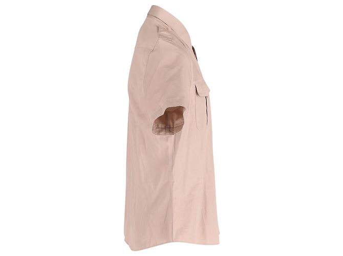 Camicia Gucci a maniche corte con bottoni sul davanti in cotone beige - vista 2
