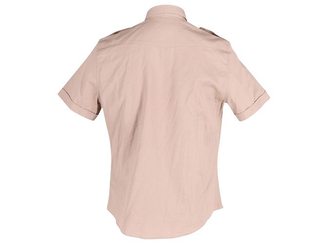 Camicia Gucci a maniche corte con bottoni sul davanti in cotone beige - vista 3
